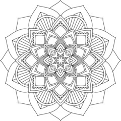 Easy Mandala coloring book simple and basic for beginners, seniors and children. Set of Mehndi flower pattern for Henna drawing and tattoo. Decoration in ethnic oriental, Indian style.