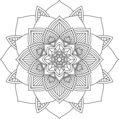 Easy Mandala coloring book simple and basic for beginners, seniors and children. Set of Mehndi flower pattern for Henna drawing and tattoo. Decoration in ethnic oriental, Indian style.
