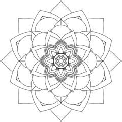 Easy Mandala coloring book simple and basic for beginners, seniors and children. Set of Mehndi flower pattern for Henna drawing and tattoo. Decoration in ethnic oriental, Indian style.