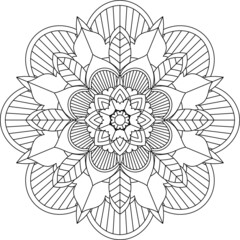Easy Mandala coloring book simple and basic for beginners, seniors and children. Set of Mehndi flower pattern for Henna drawing and tattoo. Decoration in ethnic oriental, Indian style.