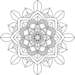 Easy Mandala coloring book simple and basic for beginners, seniors and children. Set of Mehndi flower pattern for Henna drawing and tattoo. Decoration in ethnic oriental, Indian style.