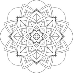 Easy Mandala coloring book simple and basic for beginners, seniors and children. Set of Mehndi flower pattern for Henna drawing and tattoo. Decoration in ethnic oriental, Indian style.
