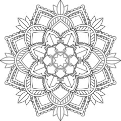 Easy Mandala coloring book simple and basic for beginners, seniors and children. Set of Mehndi flower pattern for Henna drawing and tattoo. Decoration in ethnic oriental, Indian style.