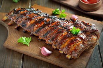 Spicy hot grilled spare ribs