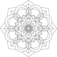 Easy Mandala coloring book simple and basic for beginners, seniors and children. Set of Mehndi flower pattern for Henna drawing and tattoo. Decoration in ethnic oriental, Indian style.