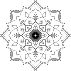 Easy Mandala coloring book simple and basic for beginners, seniors and children. Set of Mehndi flower pattern for Henna drawing and tattoo. Decoration in ethnic oriental, Indian style.
