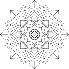 Easy Mandala coloring book simple and basic for beginners, seniors and children. Set of Mehndi flower pattern for Henna drawing and tattoo. Decoration in ethnic oriental, Indian style.
