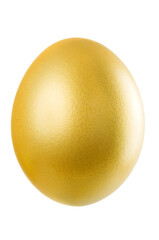 Single Easter Egg isolated on white. A lovely Golden metallic egg on white background. Studio shot