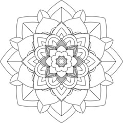Easy Mandala coloring book simple and basic for beginners, seniors and children. Set of Mehndi flower pattern for Henna drawing and tattoo. Decoration in ethnic oriental, Indian style.