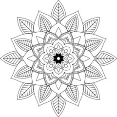 Easy Mandala coloring book simple and basic for beginners, seniors and children. Set of Mehndi flower pattern for Henna drawing and tattoo. Decoration in ethnic oriental, Indian style.