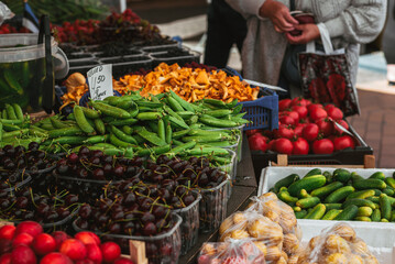 Fototapeta na wymiar summer vegetables at the market in Tallinn, Estonia