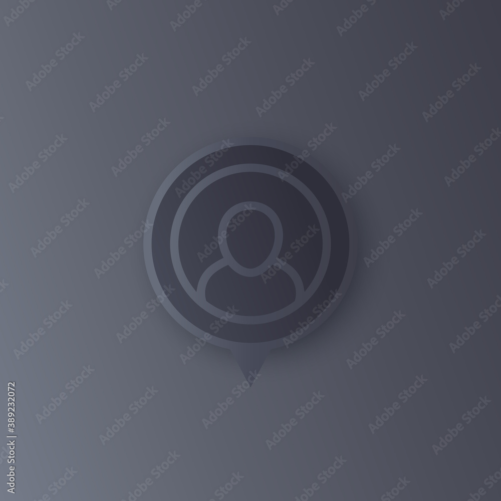 Poster man on pointer, destination vector