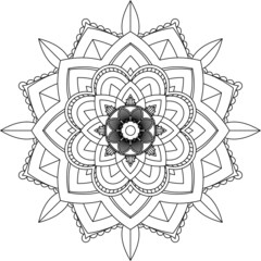 Easy Mandala coloring book simple and basic for beginners, seniors and children. Set of Mehndi flower pattern for Henna drawing and tattoo. Decoration in ethnic oriental, Indian style.