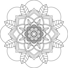 Easy Mandala coloring book simple and basic for beginners, seniors and children. Set of Mehndi flower pattern for Henna drawing and tattoo. Decoration in ethnic oriental, Indian style.