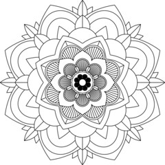 Easy Mandala coloring book simple and basic for beginners, seniors and children. Set of Mehndi flower pattern for Henna drawing and tattoo. Decoration in ethnic oriental, Indian style.