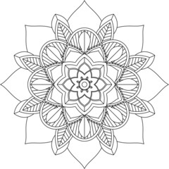 Easy Mandala coloring book simple and basic for beginners, seniors and children. Set of Mehndi flower pattern for Henna drawing and tattoo. Decoration in ethnic oriental, Indian style.
