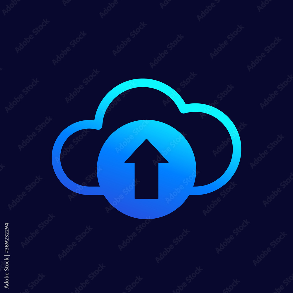 Poster upload icon with a cloud, vector