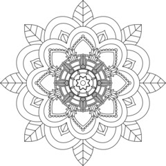 Easy Mandala coloring book simple and basic for beginners, seniors and children. Set of Mehndi flower pattern for Henna drawing and tattoo. Decoration in ethnic oriental, Indian style.