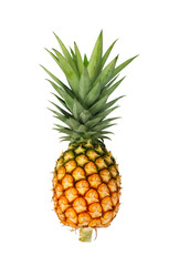 Fresh pineapple fruits isolated on a white background, top view.