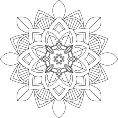 Easy Mandala coloring book simple and basic for beginners, seniors and children. Set of Mehndi flower pattern for Henna drawing and tattoo. Decoration in ethnic oriental, Indian style.