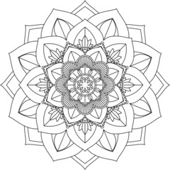 Easy Mandala coloring book simple and basic for beginners, seniors and children. Set of Mehndi flower pattern for Henna drawing and tattoo. Decoration in ethnic oriental, Indian style.