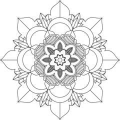 Easy Mandala coloring book simple and basic for beginners, seniors and children. Set of Mehndi flower pattern for Henna drawing and tattoo. Decoration in ethnic oriental, Indian style.