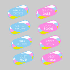Geometric discount labels set. Simple and elegant timeless design.