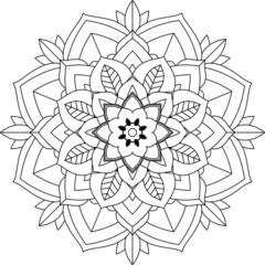 Easy Mandala coloring book simple and basic for beginners, seniors and children. Set of Mehndi flower pattern for Henna drawing and tattoo. Decoration in ethnic oriental, Indian style.