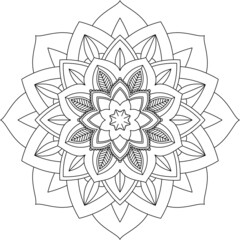 Easy Mandala coloring book simple and basic for beginners, seniors and children. Set of Mehndi flower pattern for Henna drawing and tattoo. Decoration in ethnic oriental, Indian style.