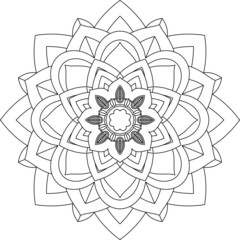 Easy Mandala coloring book simple and basic for beginners, seniors and children. Set of Mehndi flower pattern for Henna drawing and tattoo. Decoration in ethnic oriental, Indian style.