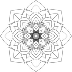Easy Mandala coloring book simple and basic for beginners, seniors and children. Set of Mehndi flower pattern for Henna drawing and tattoo. Decoration in ethnic oriental, Indian style.