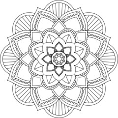 Easy Mandala coloring book simple and basic for beginners, seniors and children. Set of Mehndi flower pattern for Henna drawing and tattoo. Decoration in ethnic oriental, Indian style.