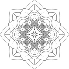 Easy Mandala coloring book simple and basic for beginners, seniors and children. Set of Mehndi flower pattern for Henna drawing and tattoo. Decoration in ethnic oriental, Indian style.