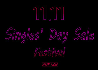 11 11 single day sale 2020 banner and poster concept isolated, chinese biggest sale event on 11th of november