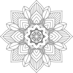 Easy Mandala coloring book simple and basic for beginners, seniors and children. Set of Mehndi flower pattern for Henna drawing and tattoo. Decoration in ethnic oriental, Indian style.