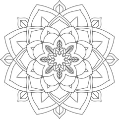 Easy Mandala coloring book simple and basic for beginners, seniors and children. Set of Mehndi flower pattern for Henna drawing and tattoo. Decoration in ethnic oriental, Indian style.