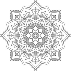 Easy Mandala coloring book simple and basic for beginners, seniors and children. Set of Mehndi flower pattern for Henna drawing and tattoo. Decoration in ethnic oriental, Indian style.
