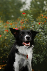 border collie dog in autumn park