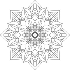 Easy Mandala coloring book simple and basic for beginners, seniors and children. Set of Mehndi flower pattern for Henna drawing and tattoo. Decoration in ethnic oriental, Indian style.