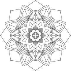 Easy Mandala coloring book simple and basic for beginners, seniors and children. Set of Mehndi flower pattern for Henna drawing and tattoo. Decoration in ethnic oriental, Indian style.