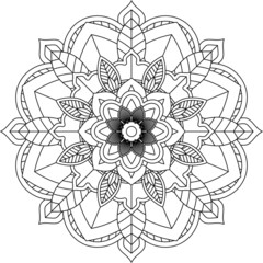 Easy Mandala coloring book simple and basic for beginners, seniors and children. Set of Mehndi flower pattern for Henna drawing and tattoo. Decoration in ethnic oriental, Indian style.