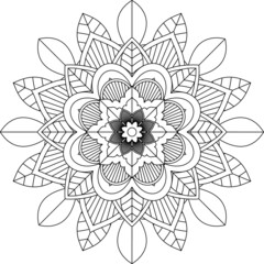 Easy Mandala coloring book simple and basic for beginners, seniors and children. Set of Mehndi flower pattern for Henna drawing and tattoo. Decoration in ethnic oriental, Indian style.