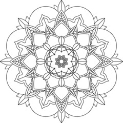 Easy Mandala coloring book simple and basic for beginners, seniors and children. Set of Mehndi flower pattern for Henna drawing and tattoo. Decoration in ethnic oriental, Indian style.