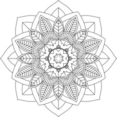 Easy Mandala coloring book simple and basic for beginners, seniors and children. Set of Mehndi flower pattern for Henna drawing and tattoo. Decoration in ethnic oriental, Indian style.