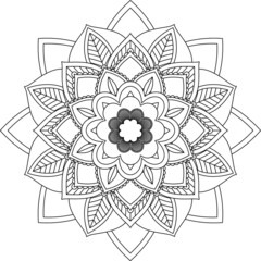 Easy Mandala coloring book simple and basic for beginners, seniors and children. Set of Mehndi flower pattern for Henna drawing and tattoo. Decoration in ethnic oriental, Indian style.