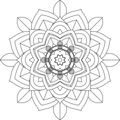 Easy Mandala coloring book simple and basic for beginners, seniors and children. Set of Mehndi flower pattern for Henna drawing and tattoo. Decoration in ethnic oriental, Indian style.