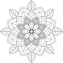 Easy Mandala coloring book simple and basic for beginners, seniors and children. Set of Mehndi flower pattern for Henna drawing and tattoo. Decoration in ethnic oriental, Indian style.
