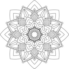 Easy Mandala coloring book simple and basic for beginners, seniors and children. Set of Mehndi flower pattern for Henna drawing and tattoo. Decoration in ethnic oriental, Indian style.