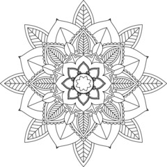 Easy Mandala coloring book simple and basic for beginners, seniors and children. Set of Mehndi flower pattern for Henna drawing and tattoo. Decoration in ethnic oriental, Indian style.