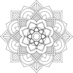 Easy Mandala coloring book simple and basic for beginners, seniors and children. Set of Mehndi flower pattern for Henna drawing and tattoo. Decoration in ethnic oriental, Indian style.